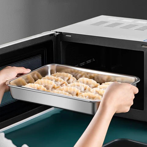 Recipiente para alimentos em aço inoxidável 304 com tampa a vácuo (22,5x15x6 cm)