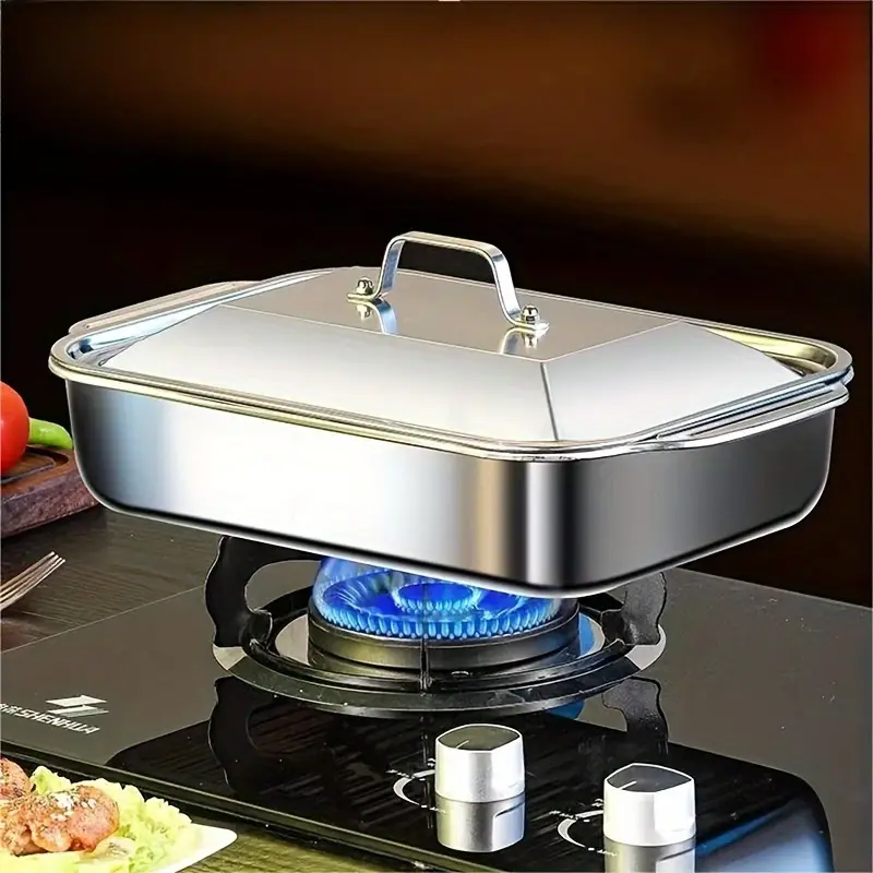 Tabuleiro De Cozinha Em Aço Inoxidável SUS304 Para Panelas Quentes, Peixe A Vapor, Cozedura E Armazenamento De Alimentos