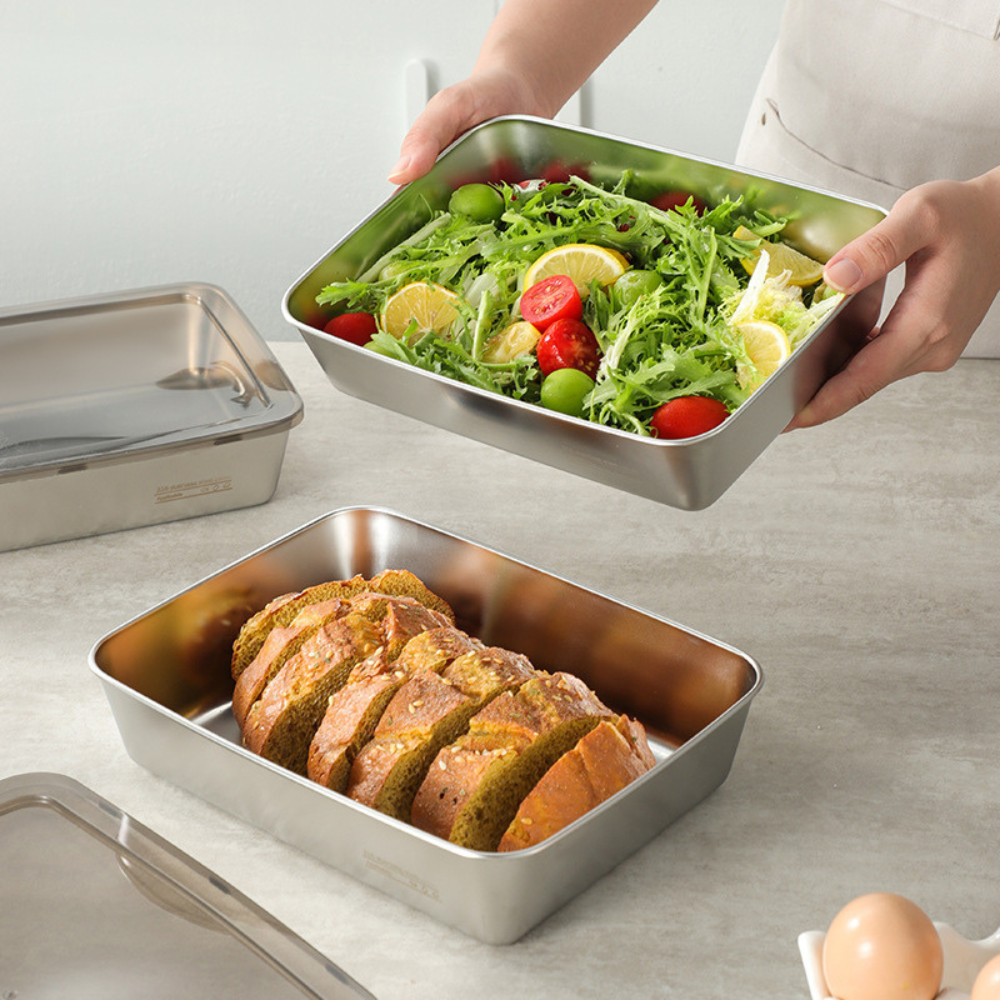 Recipiente de Alimentos em Aço Inoxidável 304(25 x 20 x 6 cm)