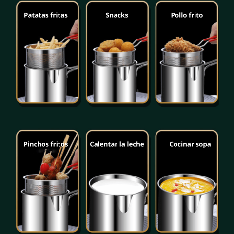 Frigideira Multifuncional De Aço Inoxidável 304, Frigideira Com Filtro Economizador De Óleo🔥