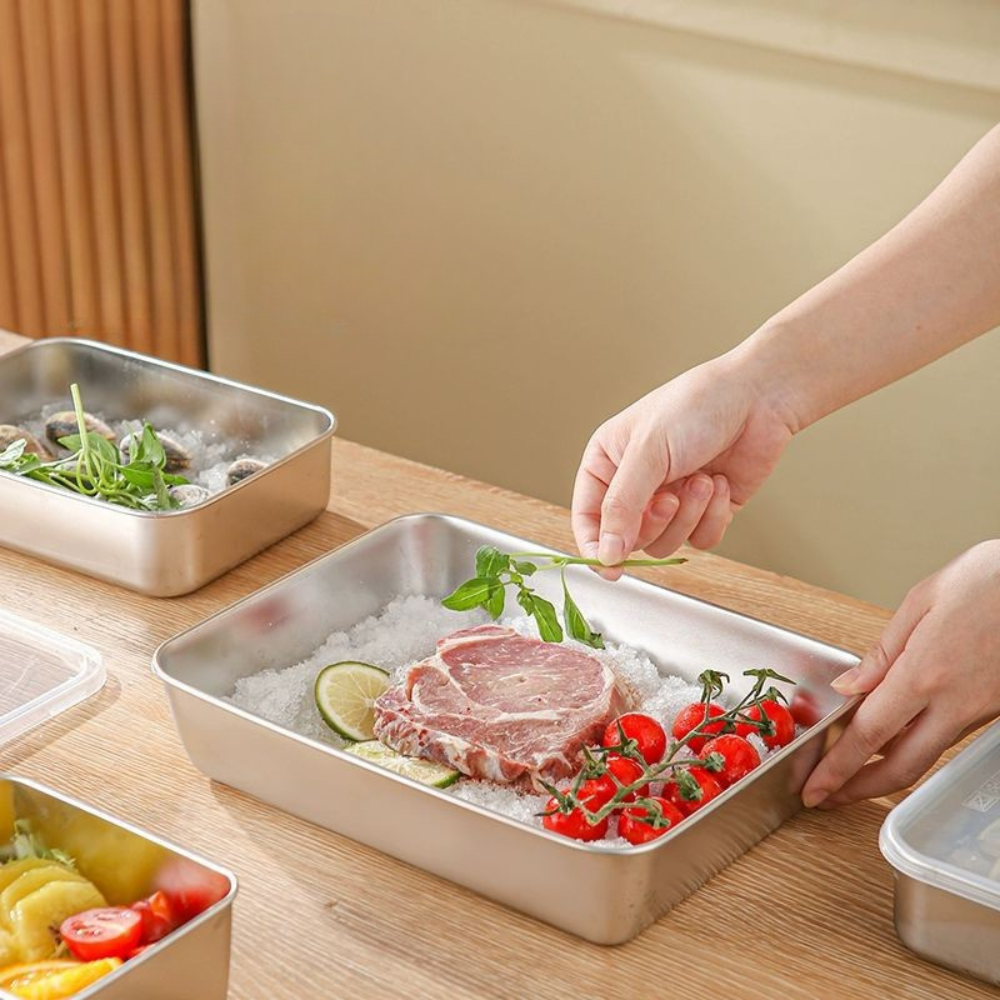 Recipiente de Alimentos em Aço Inoxidável 304(25 x 20 x 6 cm)
