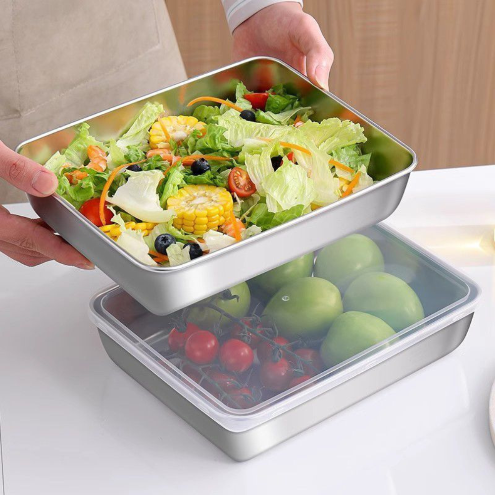 Recipiente de Alimentos em Aço Inoxidável 304(25 x 20 x 6 cm)