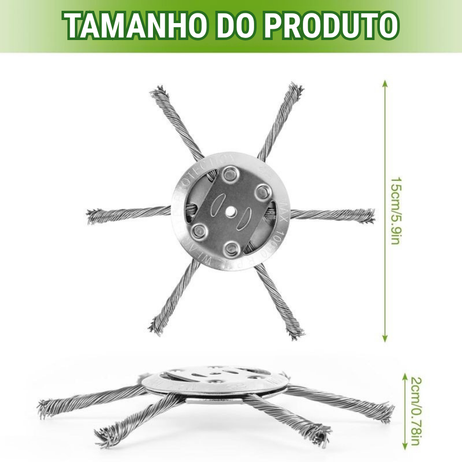 🇵🇹 A cabeça do cortador de relva possui 6 lâminas em aço inoxidável (Acessórios incluídos)