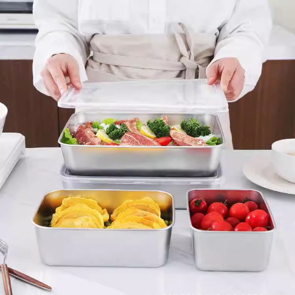 Caixa de armazenamento de alimentos em inox 304 antibacteriana