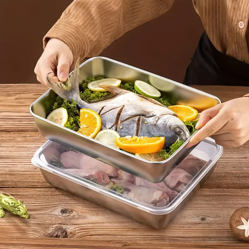 Recipiente de Alimentos em Aço Inoxidável 304(25 x 20 x 6 cm)