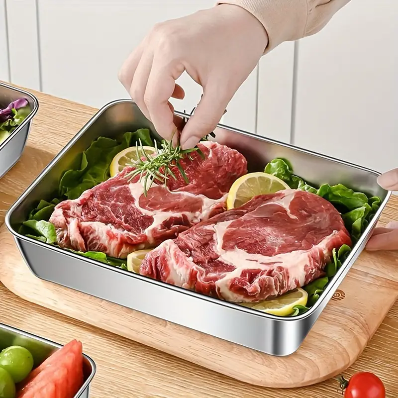 Recipiente de Alimentos em Aço Inoxidável 304(25 x 20 x 6 cm)