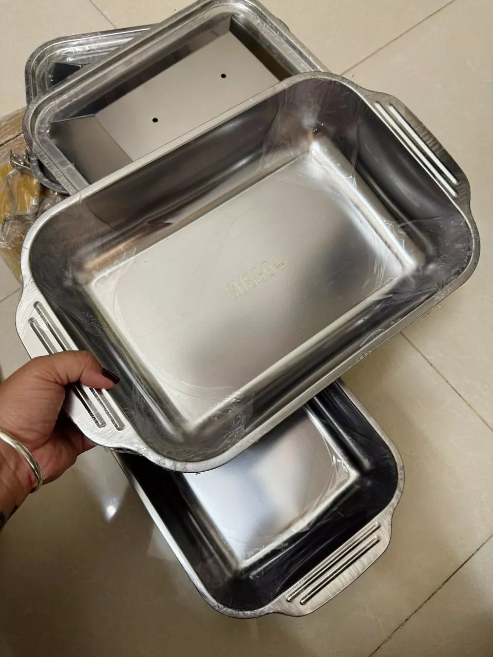 🇵🇹 Bandeja de cozedura direta em aço inoxidável 304 (X5CrNi18-10) maciço da Alemanha 🇩🇪 (3,5 Litros)