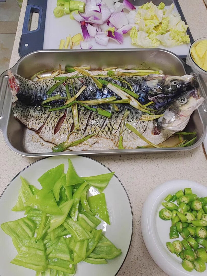 🇵🇹 Bandeja de cozedura direta em aço inoxidável 304 (X5CrNi18-10) maciço da Alemanha 🇩🇪 (3,5 Litros)