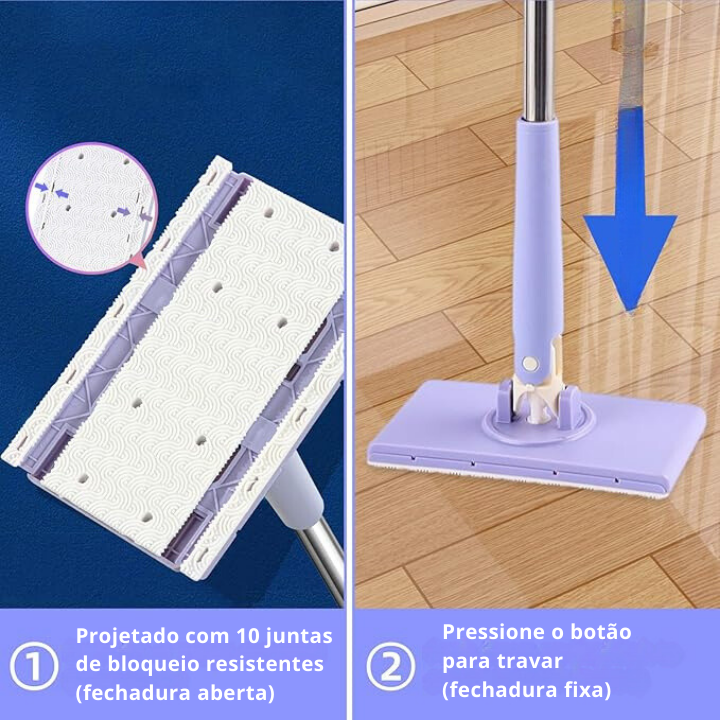 Mini Mop com Troca do Pano, Design do Cabo com Empurrar-Puxar e Toalha Descartável