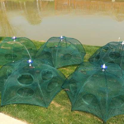 🇵🇹 Jaula armadilha de pesca tipo guarda-chuva de grande tamanho com múltiplas entradas