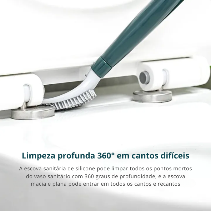 💦 Escova de vaso sanitário de silicone flexível com alça longa e suspensão de parede sem perfurações para casa