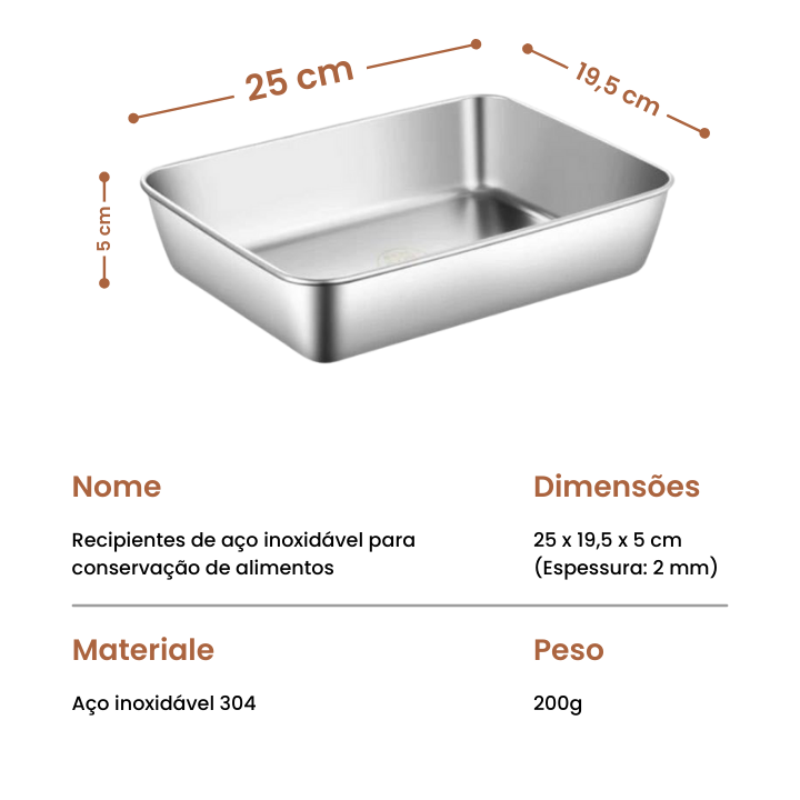 Conjunto de 3 caixas de armazenamento de alimentos (25 x 20 x 6 cm)