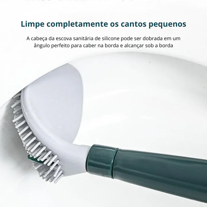 💦 Escova de vaso sanitário de silicone flexível com alça longa e suspensão de parede sem perfurações para casa