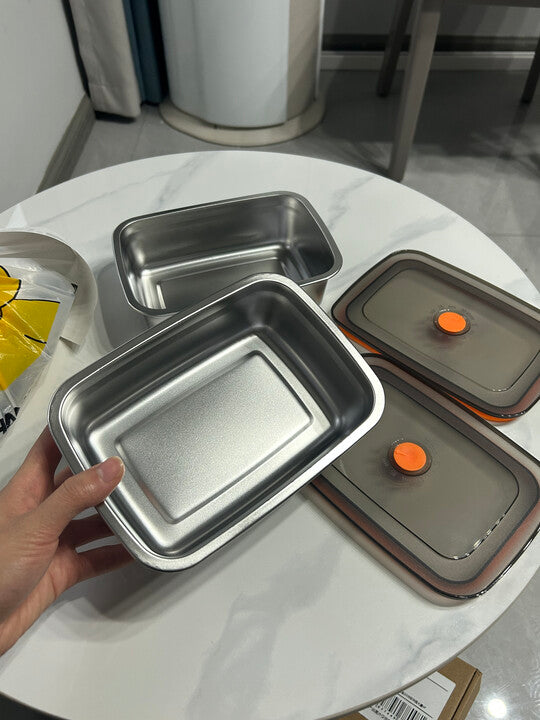 🇵🇹 Recipiente em aço inox AISI 316 com tampa a vácuo (19 x 13,5 x 5,5 cm)