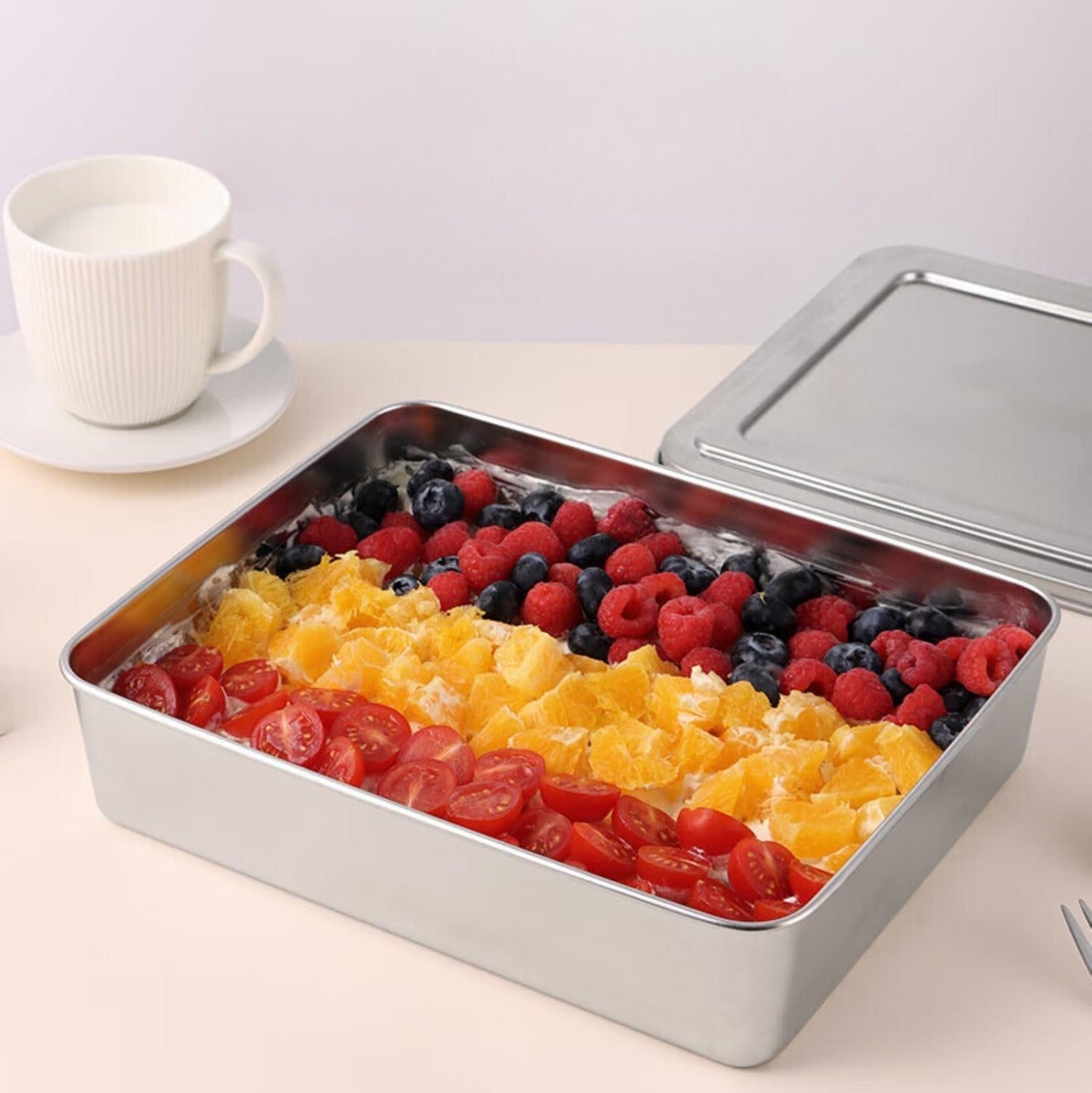 Caixas Com Tampa Para Tabuleiro De Servir Em Aço Inoxidável (22*15*6cm)
